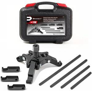 Powerbuilt Harmonic Balancer Puller Set, Adjustable 3 jaw press on Crank Balancer Puller works with most late model cars and trucks in engine compartments without radiator removal - 647774