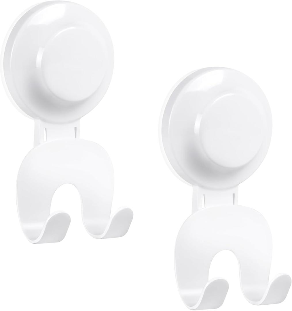 VIS'V Suction Cup Razor Holder, Shower Suction Razor Hooks for His and Hers, Removable and Reusable, White, 2 Pcs