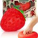 Squishy Squeeze Strawberry Giant Jumbo Big 7 Inch Slow Rising Stress Ball, Realistic Fruit Squeeze Toy for Relief, Adults Kids Sensory Fidget Strawberry Squishy Gifts Party Favor(7 Inch Red)