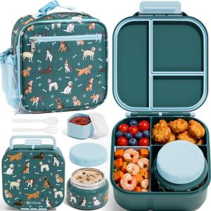 Fimibuke Kids Bento Lunch Box w/ 8.5oz Thermo Food Jar, Insulated Lunch Bag