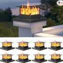 LUTEC 8 Pack Solar Post Cap Lights, IP65 Waterproof Solar Flame Fence Post Lights for 4x4 5x5 6x6 Wooden/Vinyl Posts, Flickering Flame Warm White 3000K LED Lighting Decor for Yard, Patio, Deck, Black
