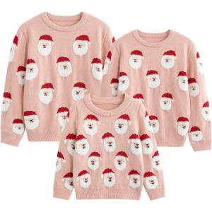 Simplee kids Ugly Christmas Sweater Family Matching Outfits for Holiday Party Knitted Pullover (Pink)