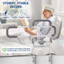 Heavy Duty Bed Rails for Elderly Adults Safety-Foldable Bed Rail for Senior with Adjustable Heights Fits All Bed SizesBed Handle Bedside Assist with Pocket -504M (White and Gray)