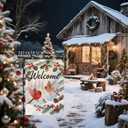 2 x Welcome Winter Garden Flag 12x18 Inch Cardinal Bird Xmas Holiday Seasonal Theme Decorative Yard Flags for Outside Double Sided Outdoor Home Farmhouse Decoration Porch New Year Decor