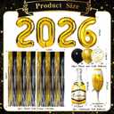 2026 Happy New Years Party Decorations, Gold Black Foil Fringe Curtains Number 2026 Party Balloons for New Year Photo Props, 2026 New Year's Eve Party SuppliesGraduation School Decor