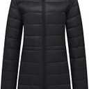 wantdo Women's Quilted Puffer Coat Hooded Long Jacket Lightweight Winter Coats, Size: XL