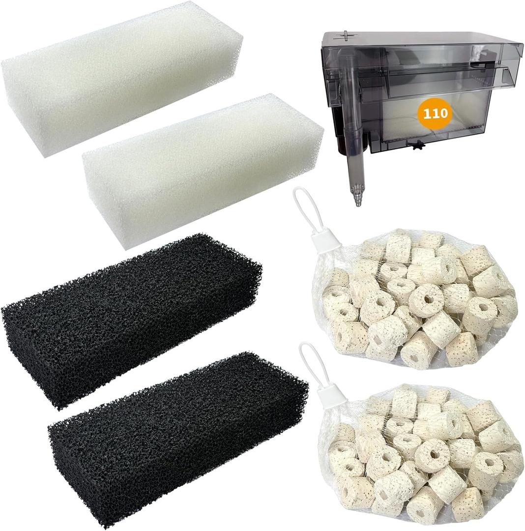 2 Set of Three-Stage Filtration Tank Filter Maintenance Kit, Replacement for AquaClear 110 Power Filter, Fish Tank Filter for 60- to 110-Gallon Aquariums