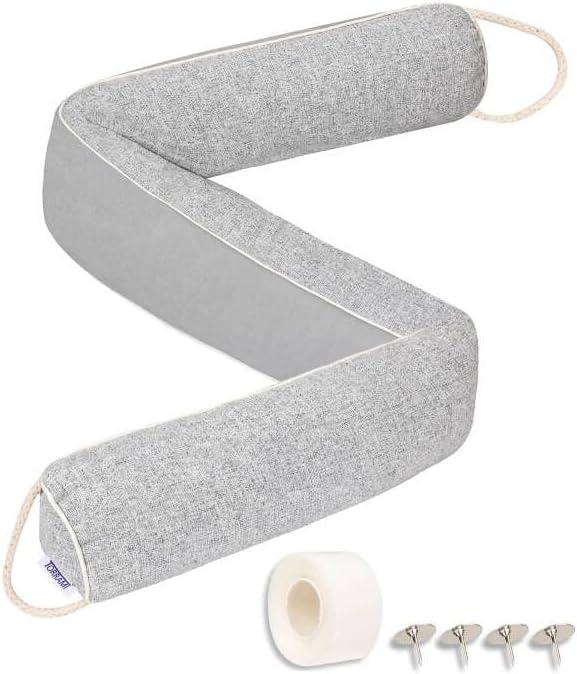 TORRAMI Under Door Draft Stoppers 32 Inch, Heavy Triangle Stop Draft Block Cold Air/Wind/Breeze Noise Blocker Door Sweeps Weather Stripping Bottom Seal Light Gray