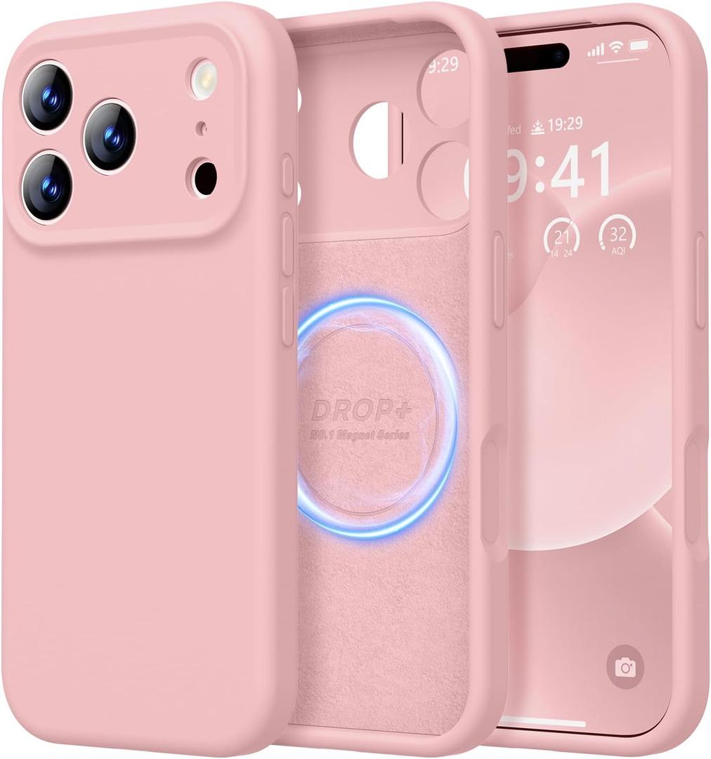 LOVE 3000 Designed for iPhone 17 Pro Case, Premium Silicone [Compatible with Magsafe][Soft Anti-Scratch Microfiber Lining] Shockproof Protective Phone Case for Men Women 6.3", Pink Sand
