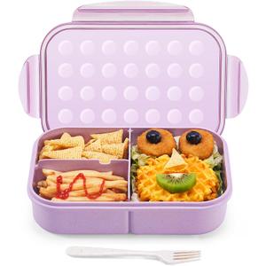 MISS BIG Lunch Box Kids, Leak Proof Lunch Containers, Moms Choice No BPAs and No Chemical Dyes Bento Box for Kids,Microwave and Dishwasher Safe Lunch Box (Purple M)