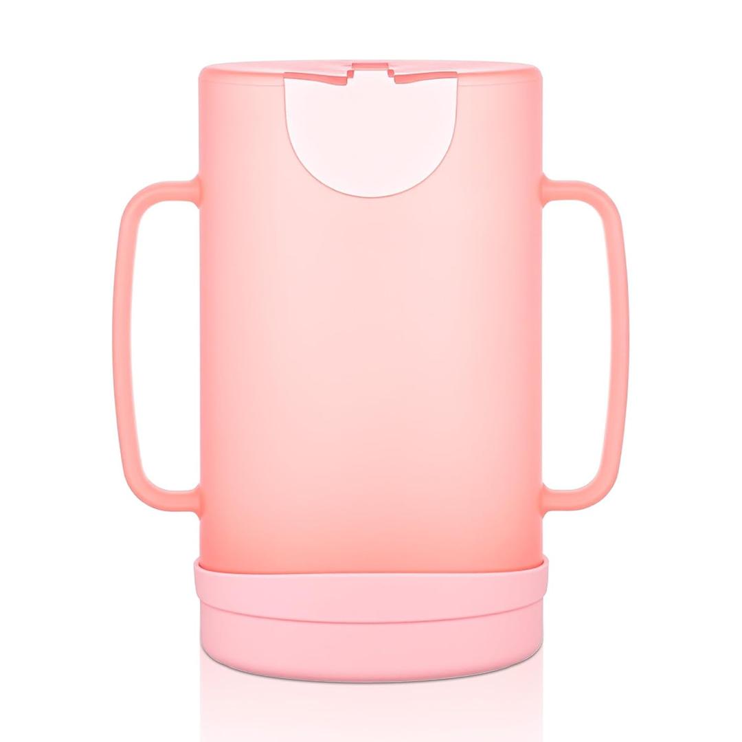 Pouch Holder No Squeeze, Baby Pouch Holder for Food Pouches and Drink Boxes, Juice Box Holders with Easy-Grip Handle, Allows Baby to Self-Feed and Avoid Messes(Pink)