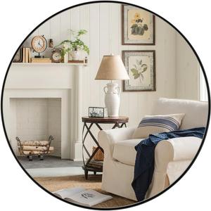 ANDY STAR Round Bathroom Mirror, Round Black Mirror 32 inch, Matte Black Circle Mirror with Anti-Rust Stainless Steel Metal Frame, Modern Vanity Mirror Wall Mount, Easy to Install