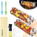 10-Piece BBQ Set: 2 Rolling Grill Baskets for Effortless Flipping, 304 Stainless Steel for Easy Clean, Sausage & Vegetables, Oil Bottle, Forks, Brushes, Outdoor Camping Grilling Accessories, Gifts for Men Dad Husband