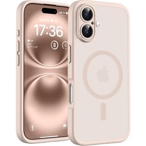 TOCOL Magnetic for 16 Gold Case, Upgraded Full Camera Protection, Compatible with Magsafe, Drop Protection, Translucent Matte Back Bumper Phone Cover 6.1-Inch (Desert)