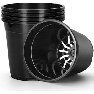1/2/3/5 Gallon Pots for Plants, 5 Gallon Nursery Pots with Drainage Holes, Sturdy Plastic Large Nursery Pots, 5 Gallon Plant Pots for Seedlings, Succulents, Cuttings(5pack, 5gal), Black (5gallon-5ack)