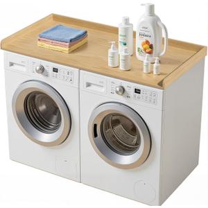 Laundry Washer Dryer Countertop: 54"X27.5" Wood Washing Machine Topper, Wooden Laundry Table Storage Organization with Edge, Cover Guard Organizer for Washer Dryer Laundry Room Counter Top (Original)