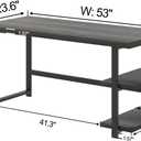 FOLUBAN Home Office Desk, Modern Computer Desk with Storage Shelf, Wood Study Writing Gaming Table for Bedroom Living Room, Industrial Dark Gray, 53 Inch