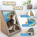 Cat Scratcher Pad with Oil Painting, Furniture Saver Scratching Board, Cardboard Cat Scratcher House with Frame, Large Scratching Pad & Scratcher Bed, Cat Cardboard Scratcher for Indoor Cats