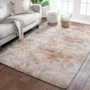 3x5 Feet Beige Area Rugs for Living Room, Ultra Soft 3 by 5 Tie-dye Beige Fluffy Rugs for Bedroom, Kids Room, Home Decor High Pile Velvety 3'x5' Shag Carpets Tie Dye Camel