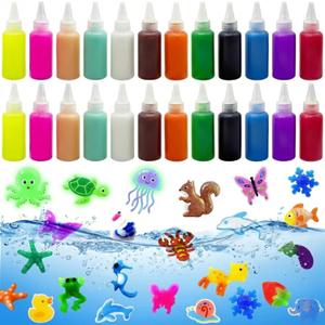 Magic Water Elf Toy Kit Refill & DIY Slime Squishy Making Kit for Kids, STEM Arts & Crafts Family Activity, Indoor Rainy Day & Holiday Fun(24 Bottles:12 Colors)