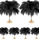 80 Pcs Large Natural Ostrich Feathers Plumes 14-16 Inch Bulk for DIY Crafts Wedding Party Centerpiece Vase (Black)