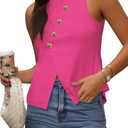 EGOCKAL Vest Tops for Women Casual Crewneck Button Down Waistcoat Sleeveless Business Office Work Blazer Suit Vests