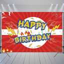 Cartoon Red Birthday Decorations, Anime white Themed Birthday Party Banner for Boys and Girls Party Supplies