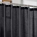OWENIE Colin Black Fabric Extra Long Shower Curtain 96 Inch, Soft Cotton Cloth Linen Texture Shower Curtains for Bathroom with 12 Hooks, Hotel Spa Luxury, Machine Washable, Linen, 72x96 Inch