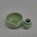Traditional Matcha Bowl and Whisk Rest (Reshaper) - Handmade Modern Ceramic Matcha Green Tea Ceremony Essential Matcha Kit- 22oz Big Salad Porridge Juice Bowl Cup (Apple Green)