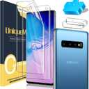 UniqueMe [2+2 Pack Compatible with Samsung Galaxy S10 Full Coverage Flexible TPU Screen Protector and Camera Lens Protector Not Fit for Samsung S10 Plus
