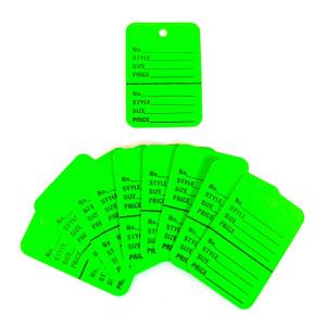1000 Two-Part Number, Style, Size & Price Perforated Coupon Tags - 1.25" x 1.875", Fluorescent Green (1000 Pack)