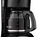 Mr. Coffee Black Coffee Maker, 12 Cups, with Auto Pause and Glass Carafe, Perfect for Home and Office Use