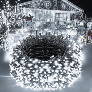 Christmas Lights 1000LED 98FT Waterproof Outdoor Timer 8 Modes Twinkle Fairy Lights LED String Lights Indoor Christmas Tree Lights for Wedding Party Yard House Decor (Cool White)