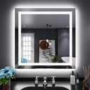 LOAAO 32"X32" LED Bathroom Mirror with Lights, Anti-Fog, Dimmable, Backlit + Front Lit, Lighted Bathroom Vanity Mirror for Wall, Memory Function, Tempered Glass, Shatter-Proof, ETL Listed