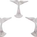Distressed White Whale Tail Cast Iron Wall Hooks, Wall Mounted for Hanging Coats, Purses, Towels, Hats, Beach Themed Wall Dcor, Set of 3, 4.75 Inches High