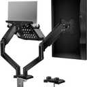 WALI Dual Arm Laptop and Monitor Desk Mount for 17" Notebook and Up to 32" Screen, Gas Spring Dual Monitor Arm with Laptop Tray, Holds up to 19.8 lbs per Arm, VESA 75x75 100x100, Black (GSMP002LP)