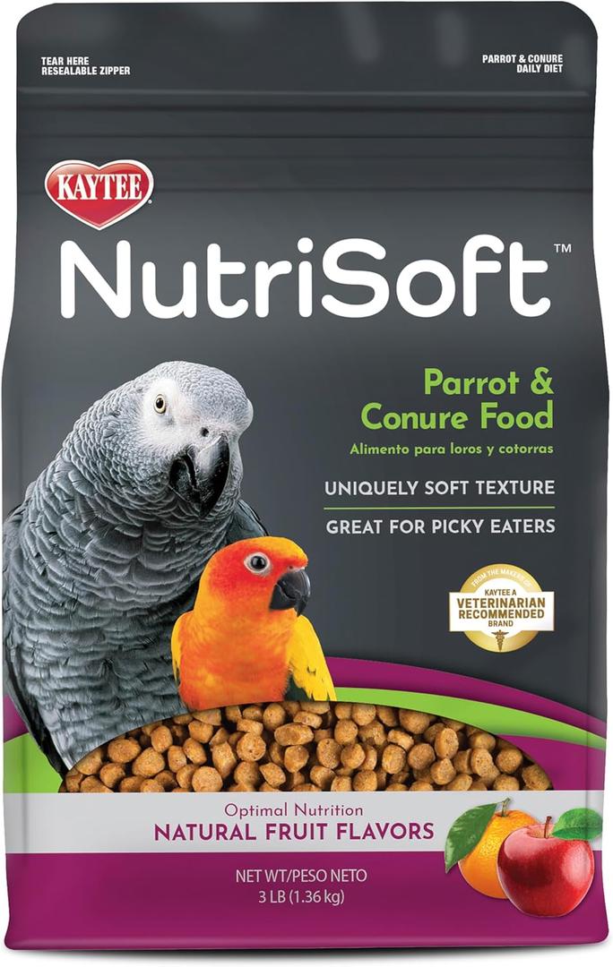 Kaytee Nutri Soft Pet Parrot & Conure Bird Food, 3 Pound (EXP 05/18/26)