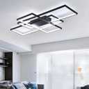 GEADI Modern Large Led Ceiling Light for Living Room,35.4" Black Dimmable Ceiling Lights for Bedroom with Remote Control,3 Rectangular Light Fixtures for Kitchen Dining Room Office, 3000-6500K