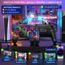 ZRZLMVP Switch Controller Wireless for Nintendo Switch/OLED/Lite/Switch 2, 1000mAh Rechargeable Pro Controllers with 9 Colors LED Light, Switch Remote Control Gamepad with Turbo, Vibration,6 Axis Gyro
