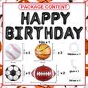 2 x Sports Birthday Party Decorations Football Basketball Baseball Soccer Balloons, Aluminium Foil Happy Birthday Banner Sports Themed Party Supplies for Boys Kids