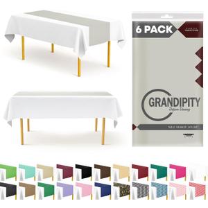 Light Grey 6 Pack Premium Disposable Plastic Table Runner 14 x 108 Inch. Table Runner for Dinner Parties & Events by Grandipity