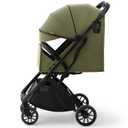 newyoo GlideTow TR18M Compact Travel Stroller for Infant, Lightweight Foldable Baby Stroller with Luggage Handle & Cup Holder, One-Hand Easy Fold, Near Lay Flat Recline Seat, Green