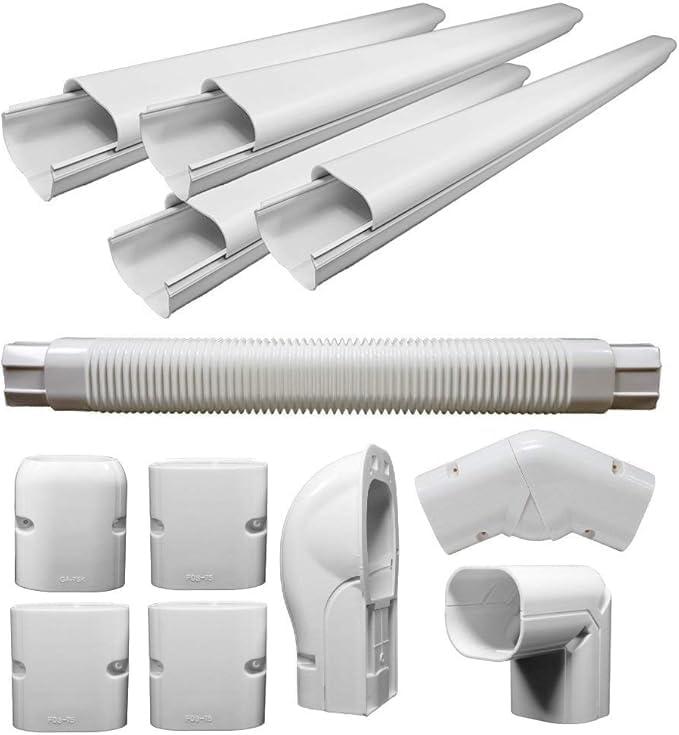 DuctlessAire White Paintable Mini Split Line Set Cover Kit - Cover for Ductless Mini Split AC & Heating System - Easy to Install Hide-A-Line Kit (3" x 30 ft.)