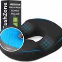Donut Pillow Seat Cushion - Cooling Gel Outdoor Chair Cushions, Memory Foam Seat Cushion for Office & Home, Car Seat and Patio Furniture Cushions, Hemorrhoids Pillow and Tailbone Pain Relief, Black