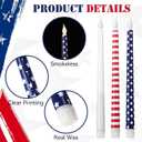 6 Pcs 4th of July Patriotic Flameless Taper Candles 11'' Red White Blue Battery Operated LED American Flag Stars Candles Real Wax Table Centerpiece for Independence Day Party Decor