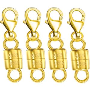 Dailyacc 925 Silver Lobster Magnetic Necklace Clasps and Closures Safety Sterling Silver with 14K Gold Jewelry Converters for Bracelets Chain Extender