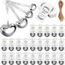 Umigy 50 Set Heart Shaped Measuring Spoon Tea Spoons Wedding Baby Shower Favors for Guests Set Heart Shape Drawstring Organza Bag Gift Tag Rope for Wedding Bridal Shower Souvenir (Silver)