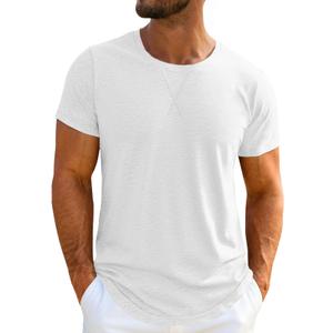 UNCLECAT Mens Short Sleeve T-Shirts Crew Neck Casual Shirt Summer Classic Basic Lightweight Fashion Tees White (White, S)