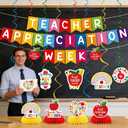 Teacher Appreciation Banner Decorations - 15 Pcs Thank You Teachers Week Party Garland Hanging Swirls Honeycomb Centerpieces Backdrop Photo Booth Props Decor Supplies for Classroom School