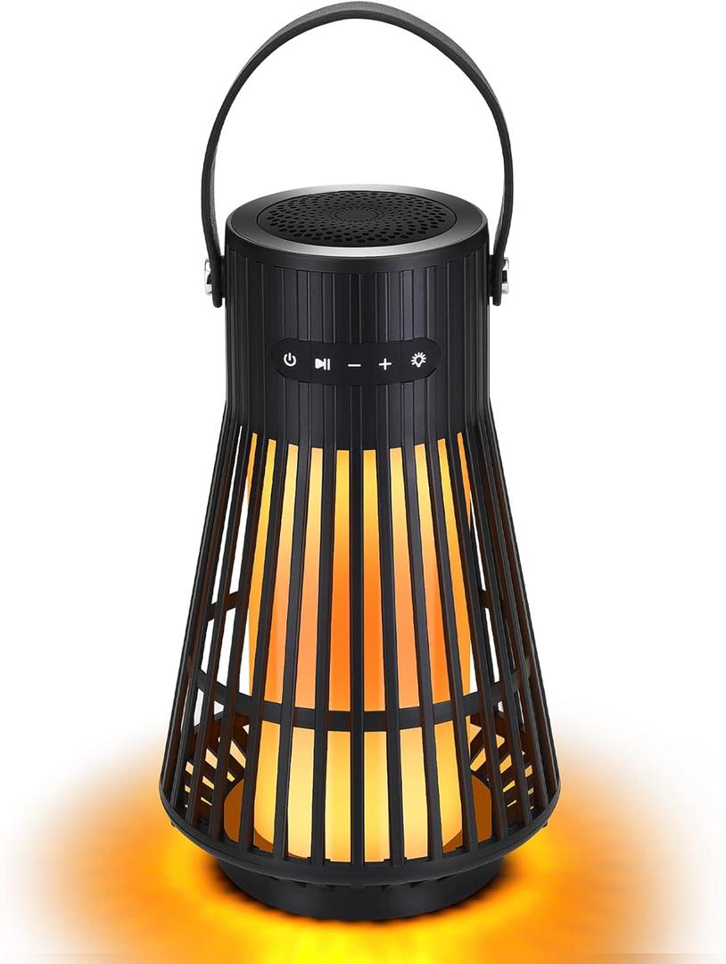 Outdoor Bluetooth Speaker with Flame Atmosphere, Led Waterproof Wireless Torch Speaker, Stereo Sound, Cool Gadgets for Camping, Yard, Party, Home, Decorations, Electronics Gifts for Men, Women, Dad
